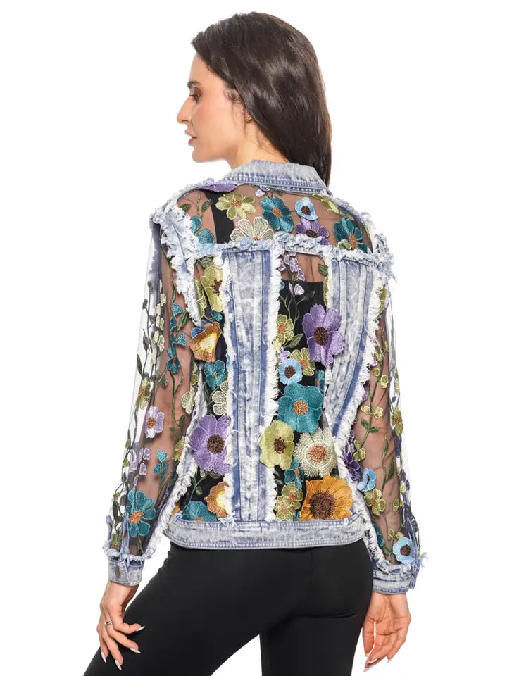 Floral Fantasy Embroidered Denim Jacket