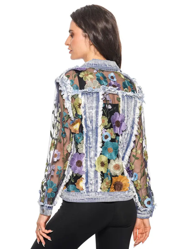 Floral Fantasy Embroidered Denim Jacket