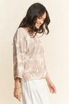 Davi & Dani Military Print Knit Long Sleeves Loose Fit Top
