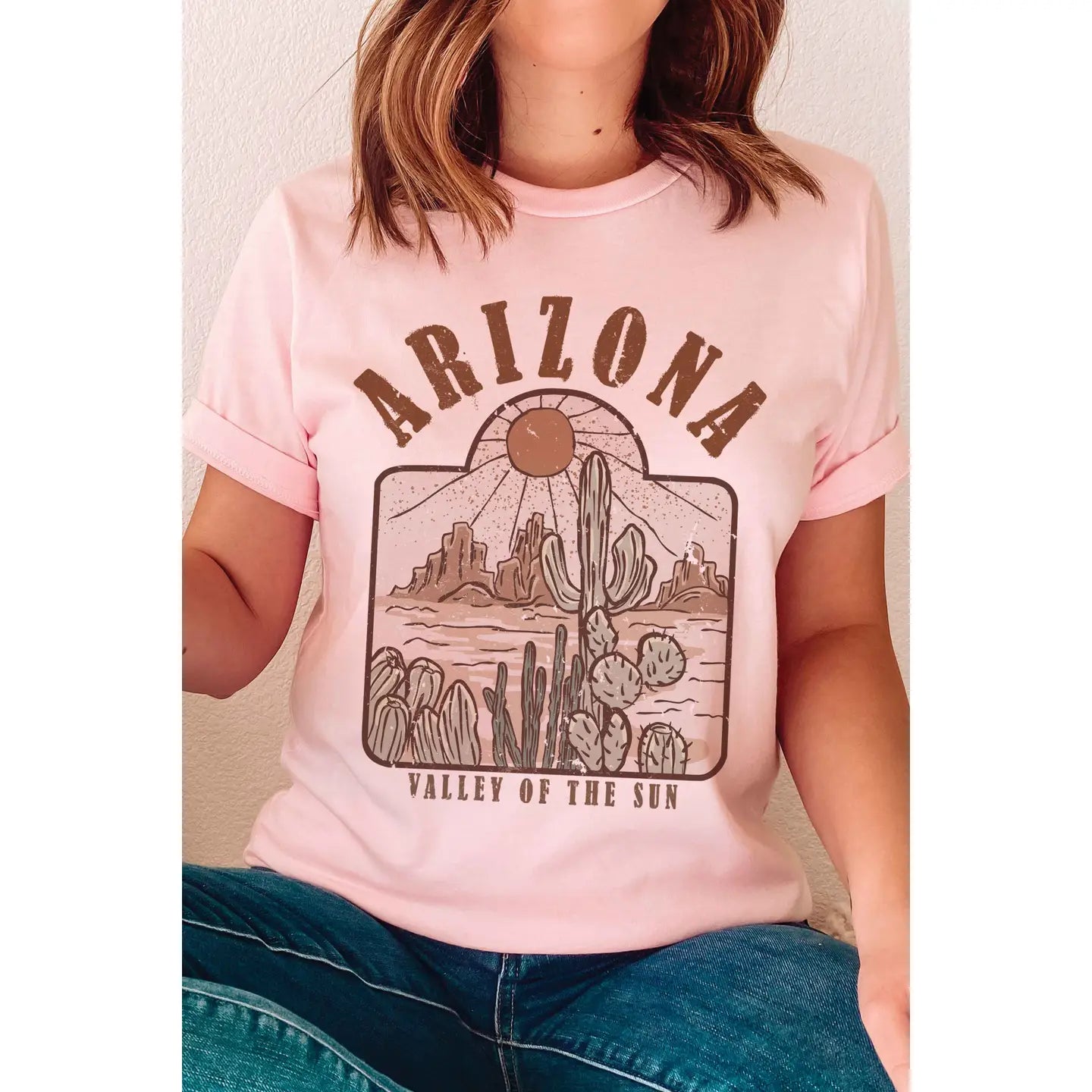 Arizona Valley of the Sun Graphic Tee - Blush & Cactus