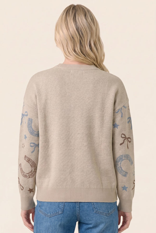 Western Lucky Girl Neutral Sweater