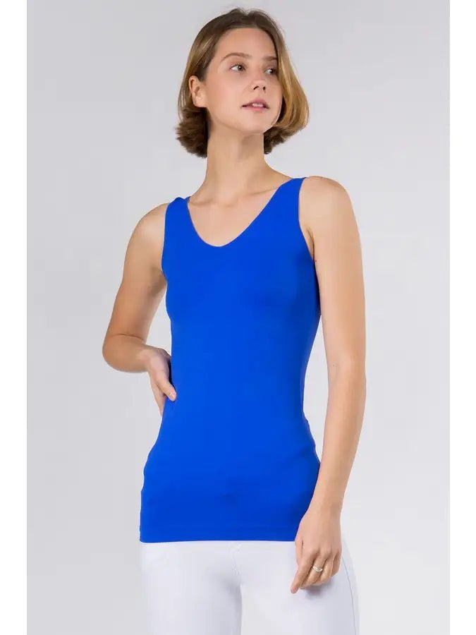Reversible V or U Neckline Seamless Tank - 8 Colors - Blush & Cactus