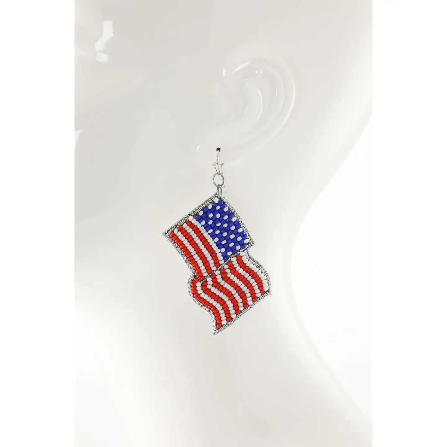 Patriotic American Flag Seed Bead Earrings - Blush & Cactus