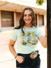 Pistachio Cactus Boots Vintage Studded Short Sleeve Shirt - Blush & Cactus