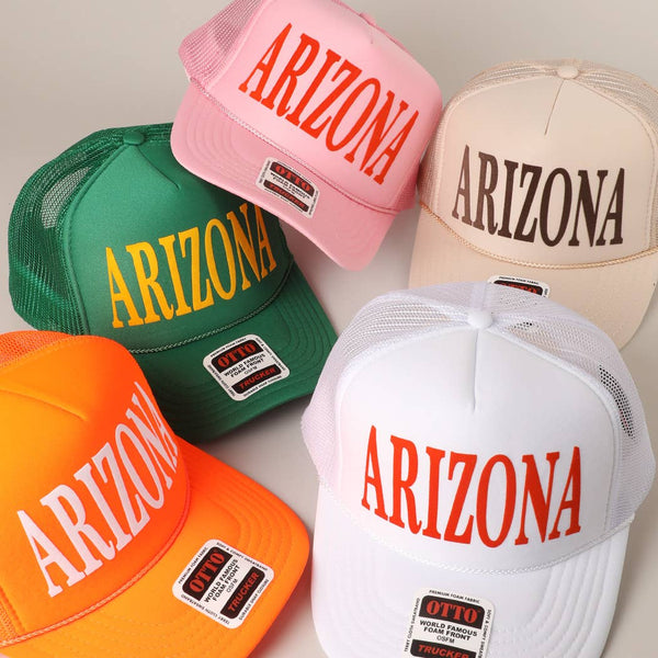 ARIZONA Text Printed Mesh Back Foam Trucker Hat