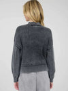 Washed Mock Neck Long Sleeve Knit Pullover Sweater - Blush & Cactus
