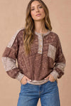 Paisley Patchwork French Terry Pullover Top