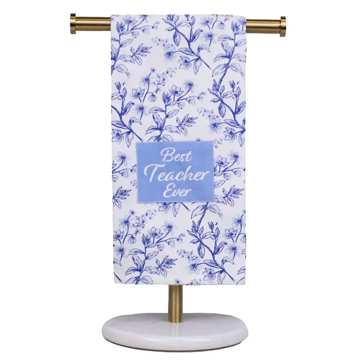 Aldridge Best Teacher Ever Hand Towel White/Blue 20x28