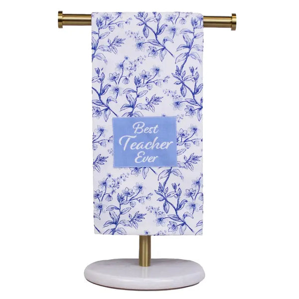 Aldridge Best Teacher Ever Hand Towel White/Blue 20x28