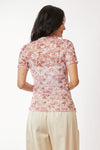 Davi & Dani Floral Printed Mesh Layering Short Sleeved Top