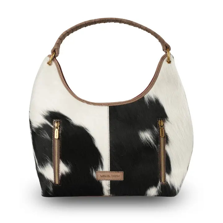 Myra Medium Purse - Black & White Cowhide