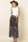 Western Mesh Maxi Skirt - Blush & Cactus
