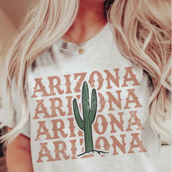 Arizona Repeat Graphic Tee - Blush & Cactus