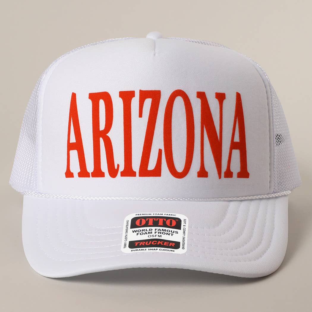 ARIZONA Text Printed Mesh Back Foam Trucker Hat