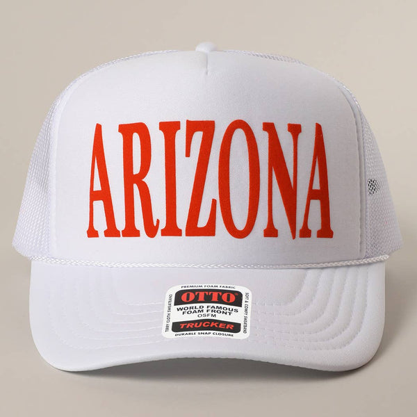 ARIZONA Text Printed Mesh Back Foam Trucker Hat