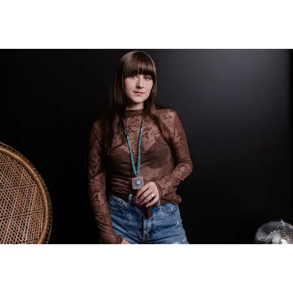All About Country 3D Ls Mesh Top - Brown