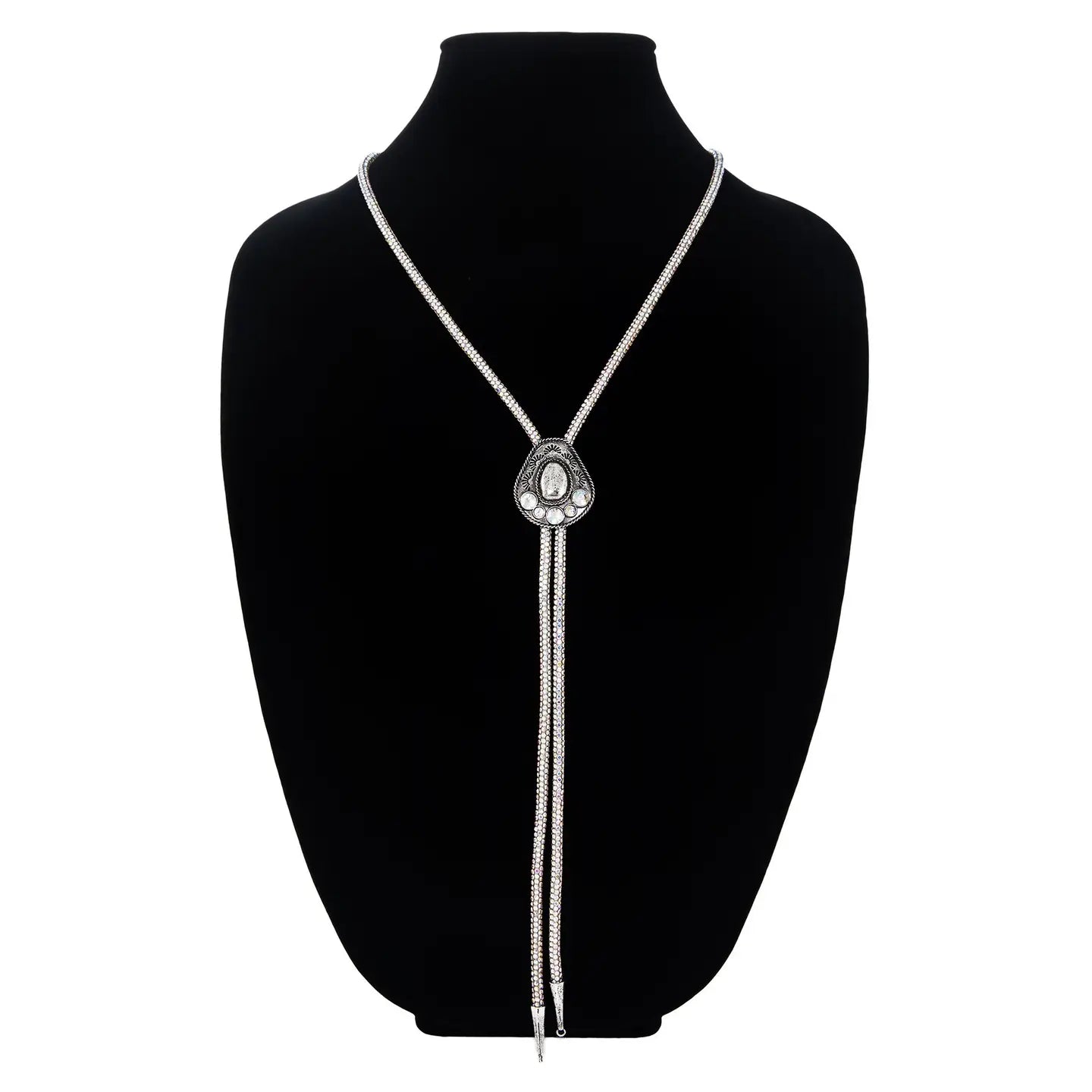 Western Glitter Cord Cowboy Hat Bolo Necklace - Blush & Cactus