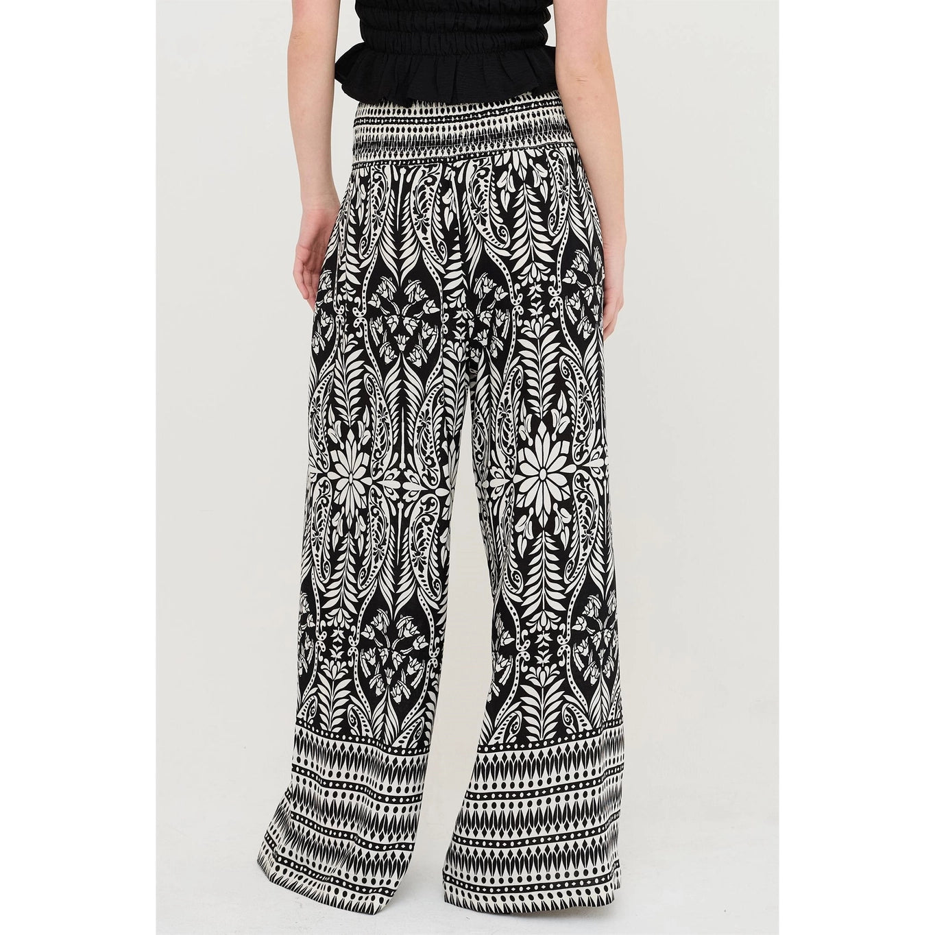 Smocked Waist Floral Pants
