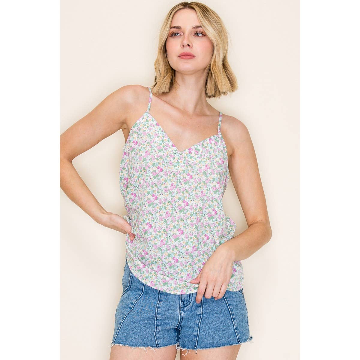 Garden Party Cami Tank - Blush & Cactus