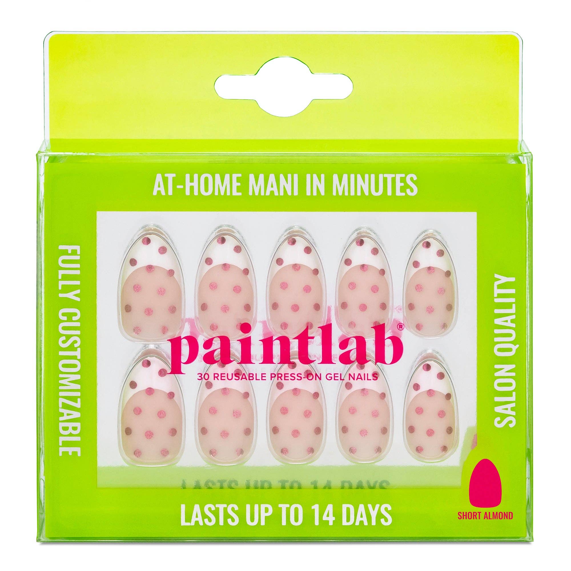 PaintLab Chrome Polka Dot Press On Nails - Blush & Cactus
