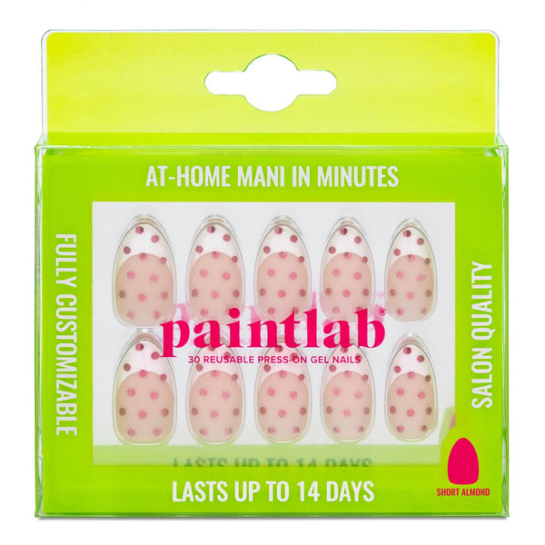 PaintLab Chrome Polka Dot Press On Nails - Blush & Cactus