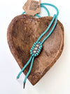 Western Glitter Style Stone Pendant Bolo Tie Necklace - Blush & Cactus