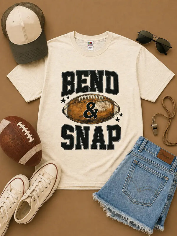 Bend and Snap Gameday Football Burnout Graphic T-Shirt
