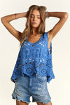 Obsessed Crochet Tank in Denim Blue - Blush & Cactus