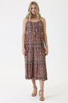 Overdye Tie Neck Strappy Back Tiered Skirt Maxi Dress