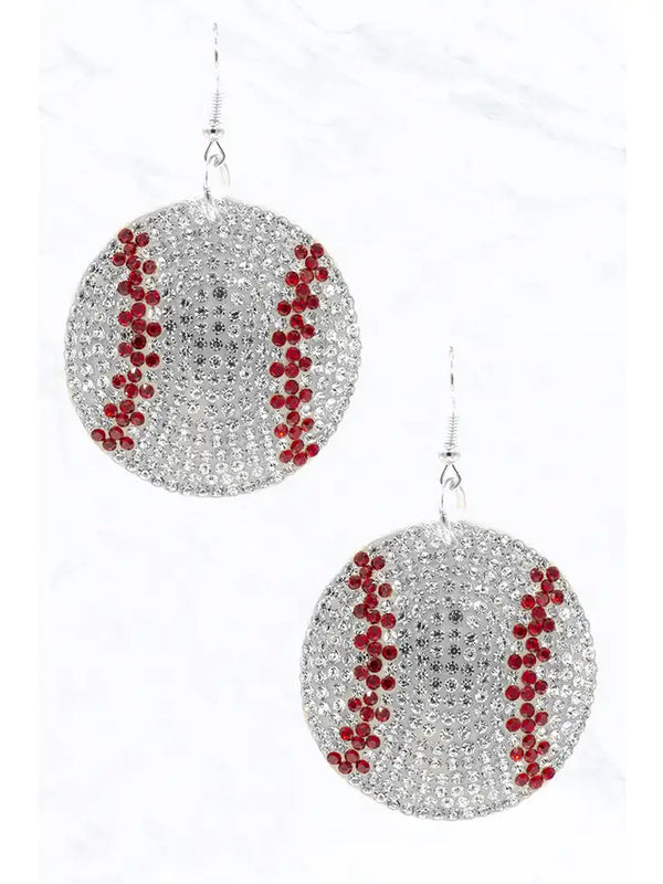 Glittering Baseball Suede Cushion Earrings