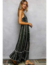 POL Deep V-Neck Tassel Ruffle Embroidered Trim Maxi Dress - Blush & Cactus