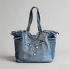 Frayed Edge Denim Tote Bag - 8 patches - Blush & Cactus