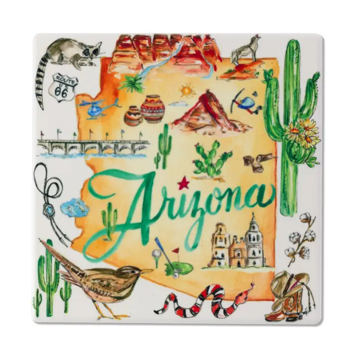AZ State Collection Ceramic Coaster Arizona Rosanne Beck