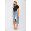 MICA DENIM MIDI SKIRT WITH DISTRESSED - Blush & Cactus
