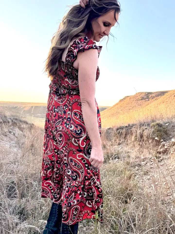 Canyon Paisley Dress - Blush & Cactus
