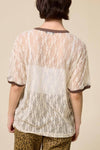 Butterfly Dreamer Vintage Graphic Sheer Lace Tee - Blush & Cactus