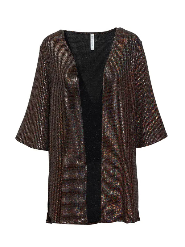 Sequin Bell Sleeve Kimono Cardigan - Curvy Size