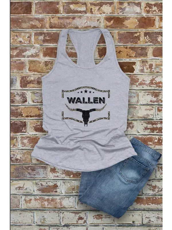 Leopard Western Long Horn Bull, Women Fit Fitted Racerback Tank Top