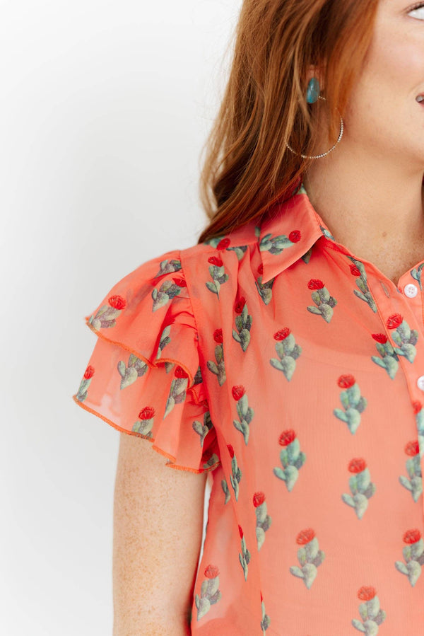 Cactus Coral Sunset Top