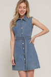 Denim Dreams Sleeveless Shirt Dress