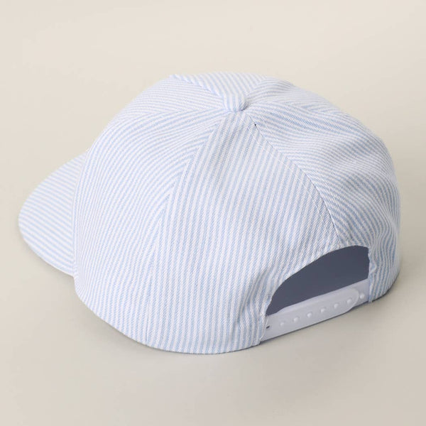 Golden Retriever Embroidered Seersucker Stripe Trucker Hat