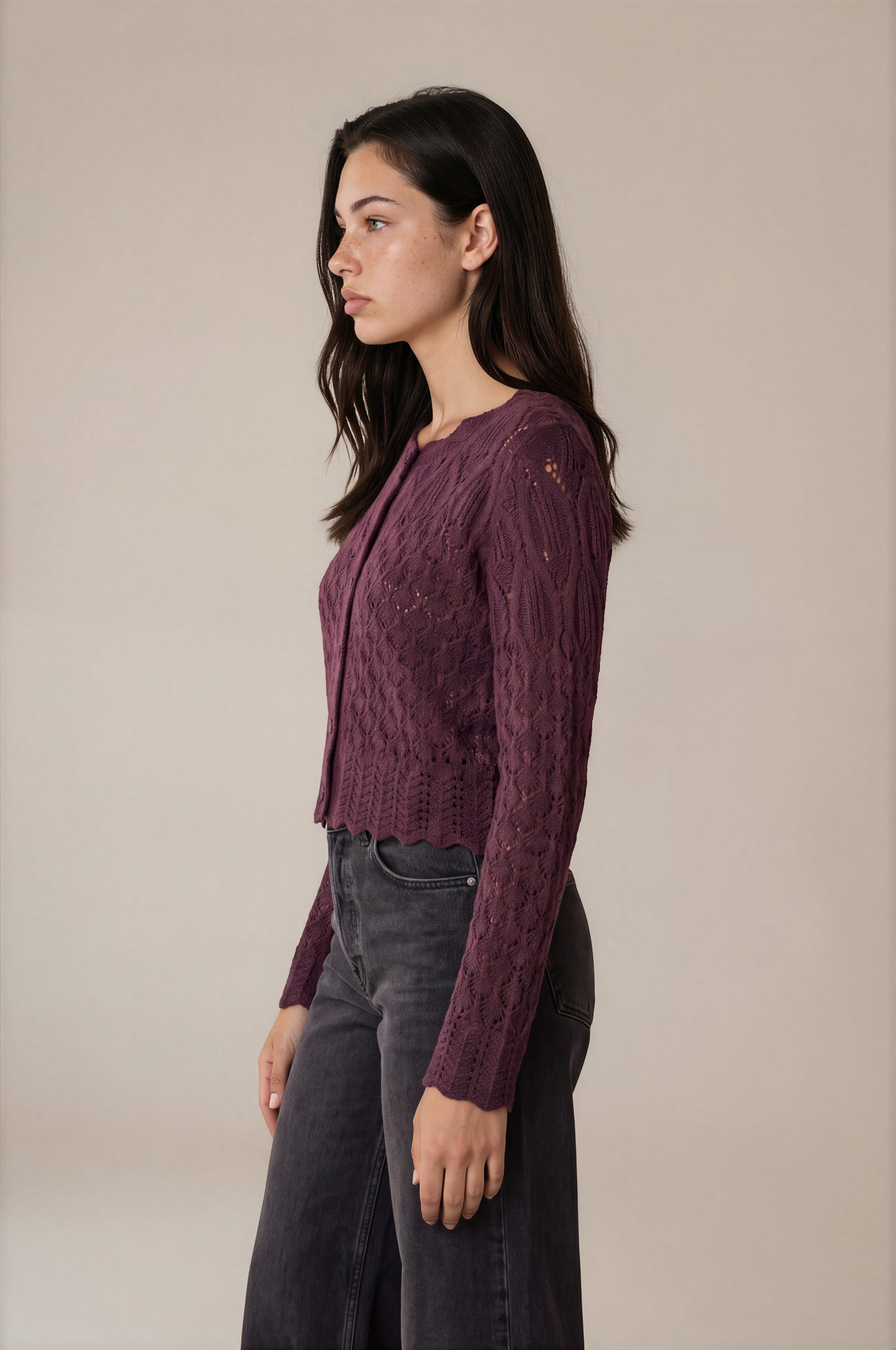 Textured Knit Cropped Cardigan