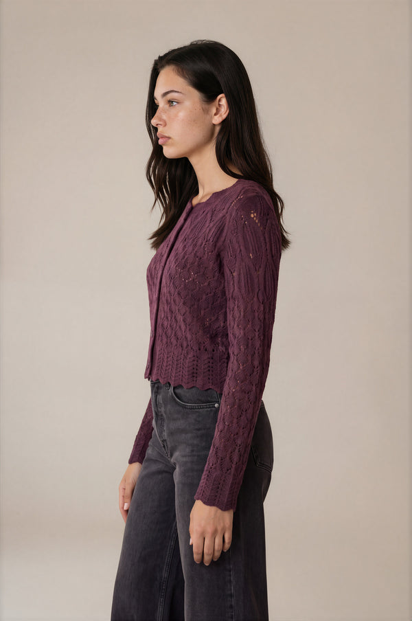 Textured Knit Cropped Cardigan