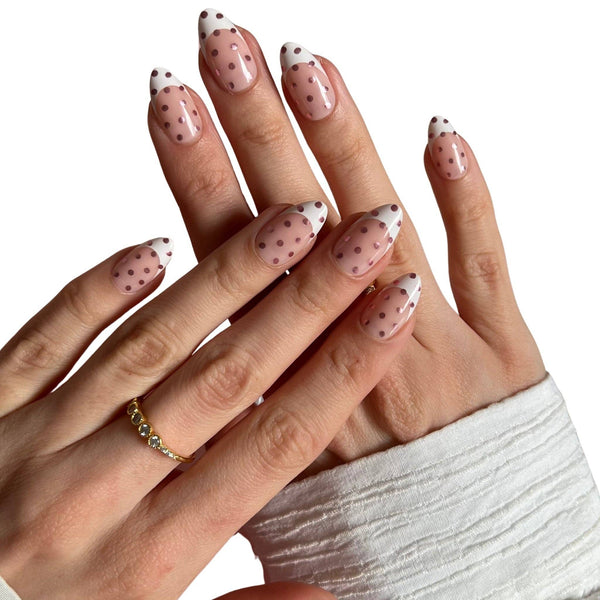 PaintLab Chrome Polka Dot Press On Nails - Blush & Cactus