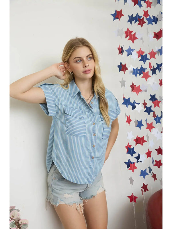 Denim Days Pinstripe Top