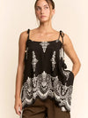 Print Handkerchief Hem Cami Top - Blush & Cactus