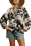 Umgee Cowhide Print Contrast Trim Blouse