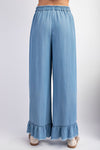 Easel Ruffle Chambray Pant - Blush & Cactus