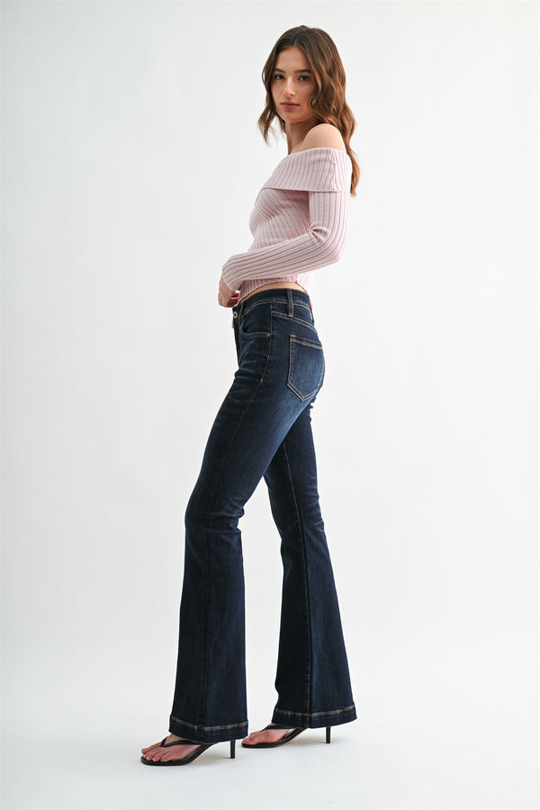 Mica Denim High Rise Flare Leg - Blush & Cactus