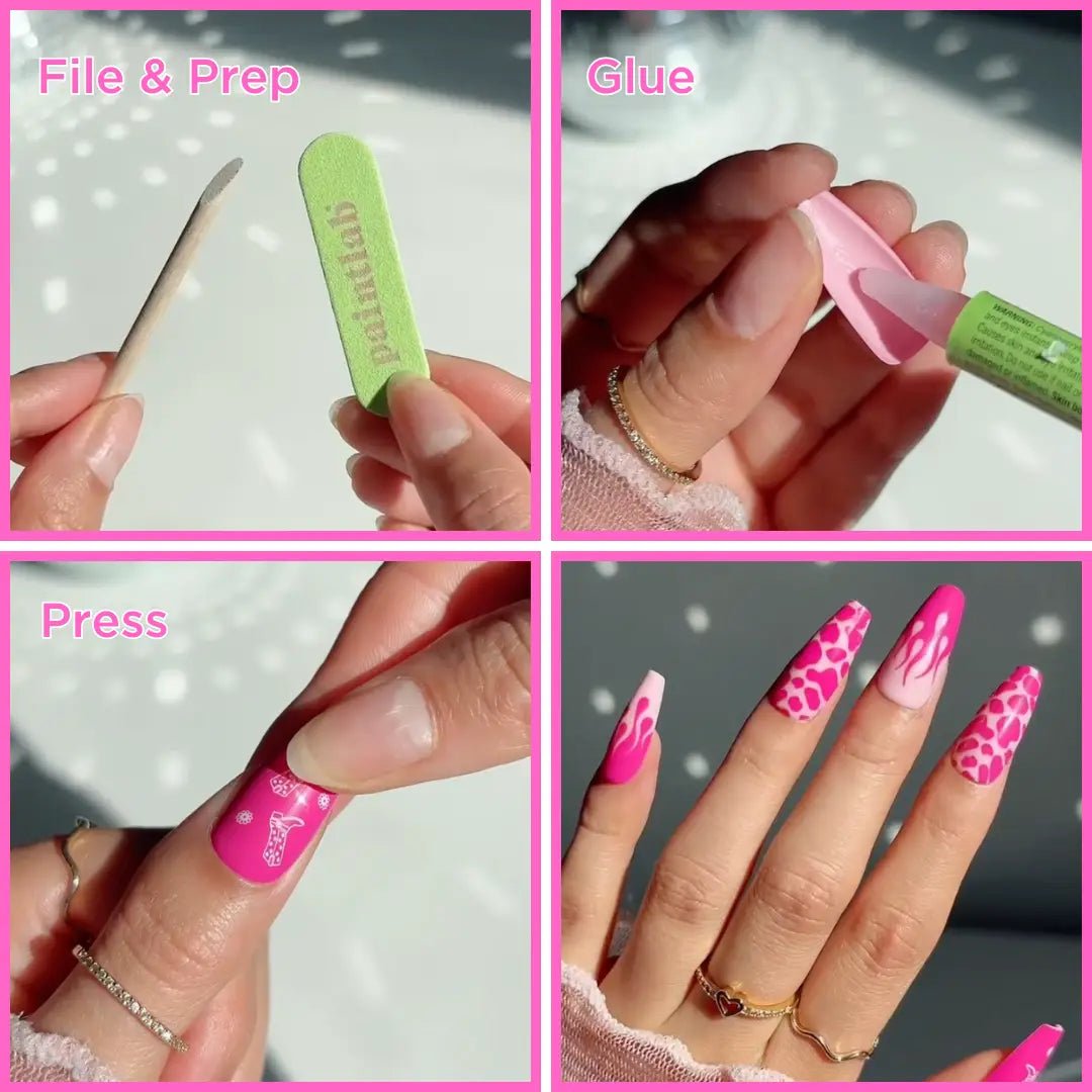 PaintLab Pink Tips Press - On Nails - Blush & Cactus